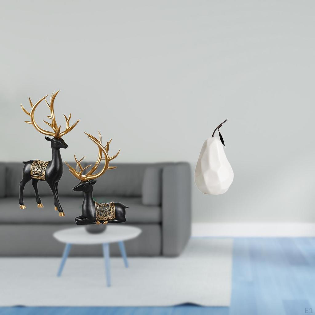 Elegant Reindeer And Fruit Resin Porcelain Sculpture Collection Unique Animal Geometric Decor