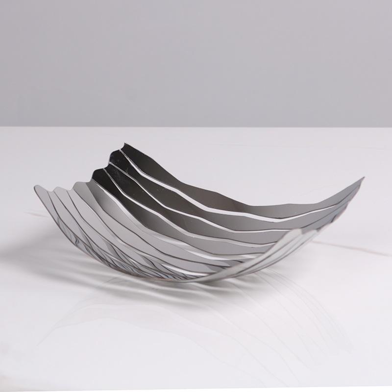 Simple Modern Light Luxury Metal Stainless Steel Fruit Plate Soft Decoration Sample Room Tray Storage Tray Ornaments