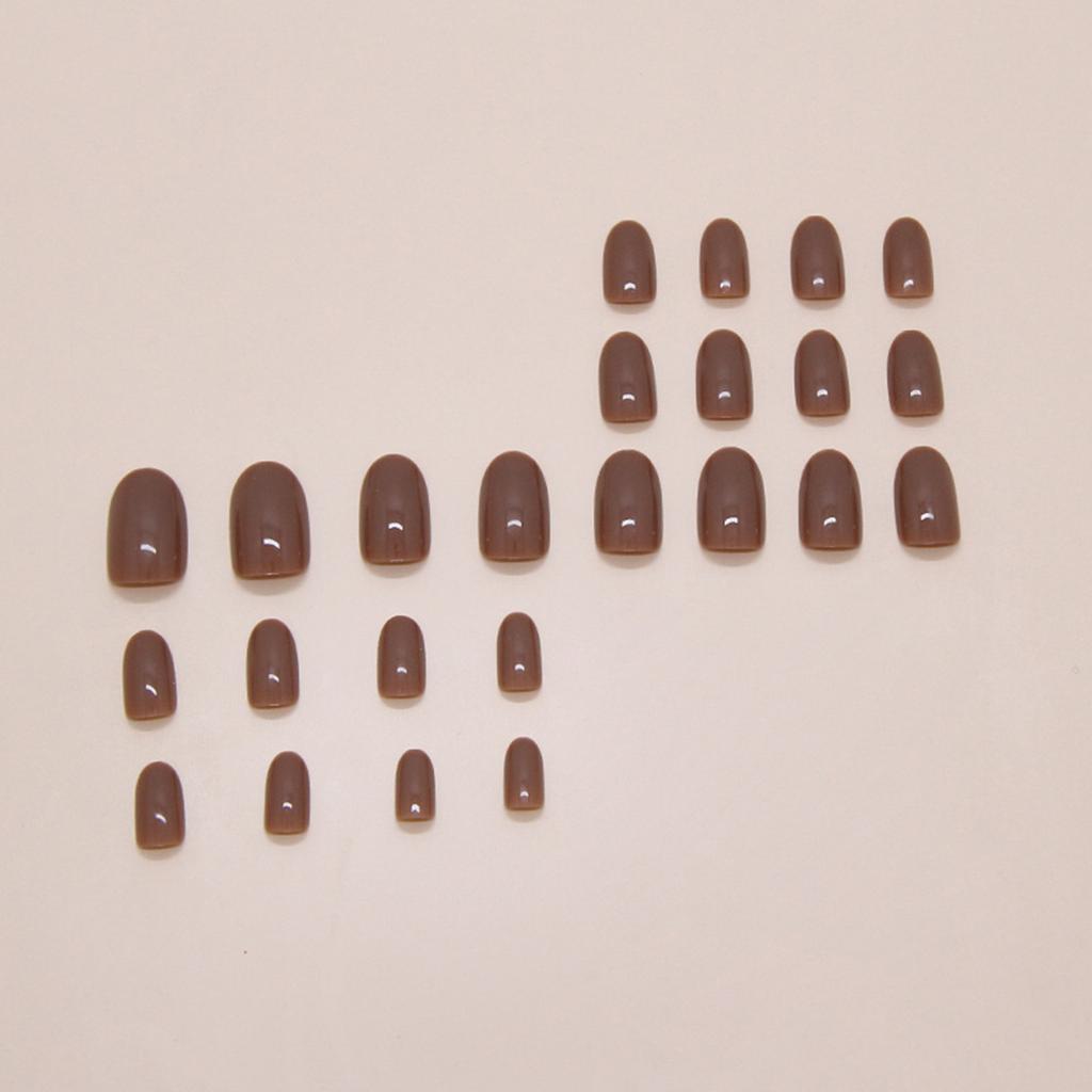Coffe Milk Color Simple False Nails 24 Pieces Natural Lightweight Comfortable Wear