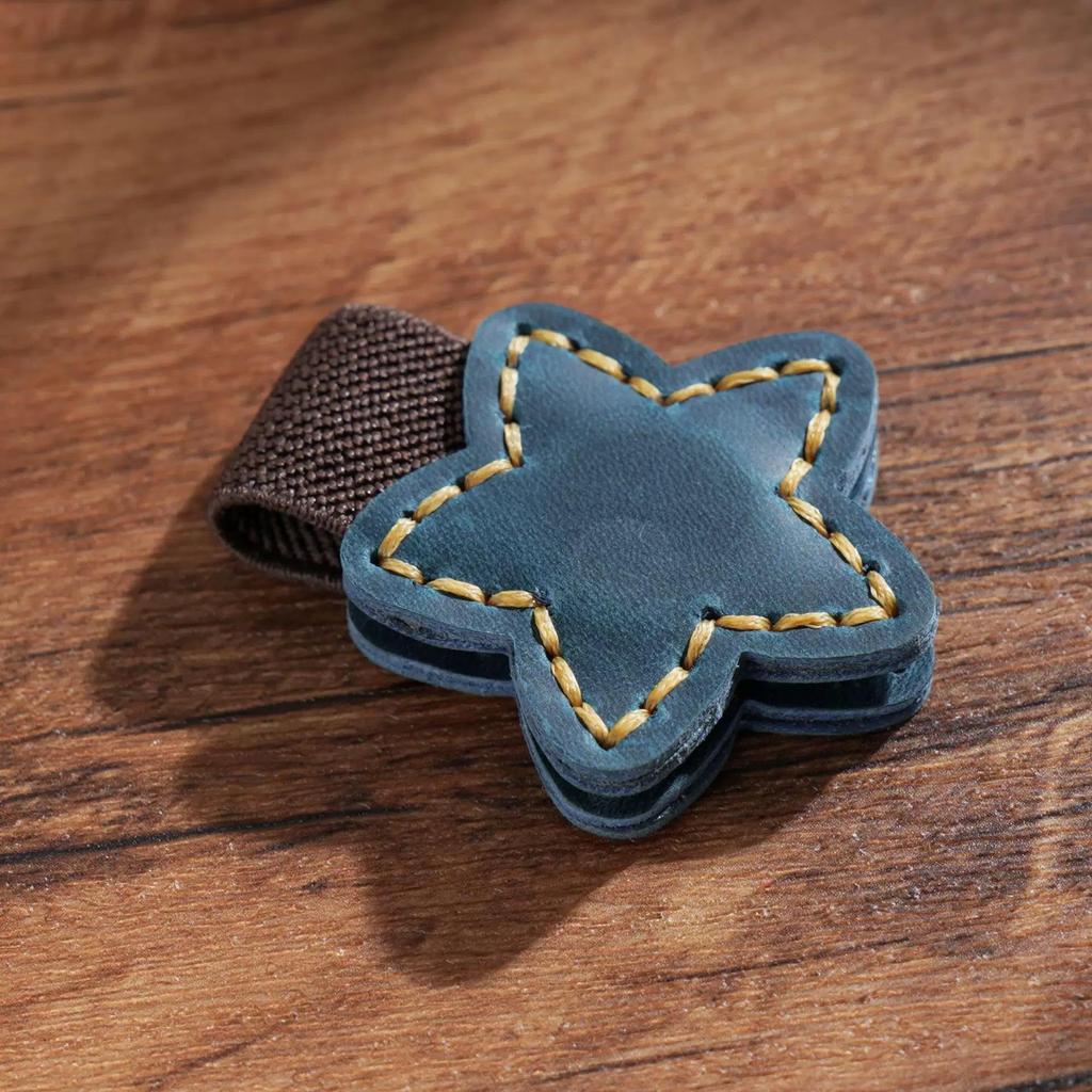 Crazy Horse Leather Magnetic Bookmark Star - PU Page Clip Holiday Gift