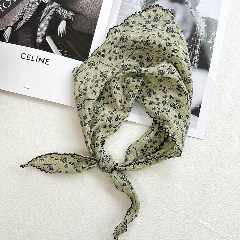 Schals im Ethno-Stil Künstlerischer Schal mit Blumendruck Dreieckstuch Haarband Retro-Schal Damenschal