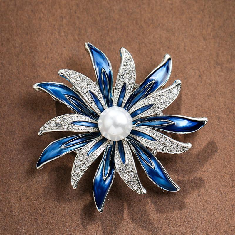 Accessories, Sunflower Pearl Brooch, High-End Diamond-Encrusted Brooch, Suit And Coat Accessories