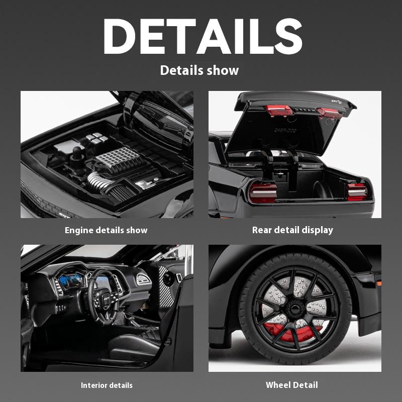 1/24 Scale Dodge Challenger Hellcat Redeye Alloy Car Model Sound and Light Children Toy Birthday Gift Miniature Voiture