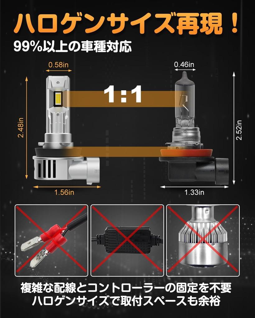 BORDAN H11 LED Headlight, Compatible with Vehicle Inspection, H8/H11/H16 LED, White, Explosive Light, 20,000