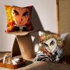 R-Rengoku Kyoujurou Pillow Case Anti-dustmite Pillowcase Invisible Zipper Silky Short Plush Sofa Cushion Cover