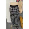 Retro Casual Floor-Length Drapey Wide-Leg Plaid Pants With Elastic Waist Straight-Leg Casual Trousers For Women