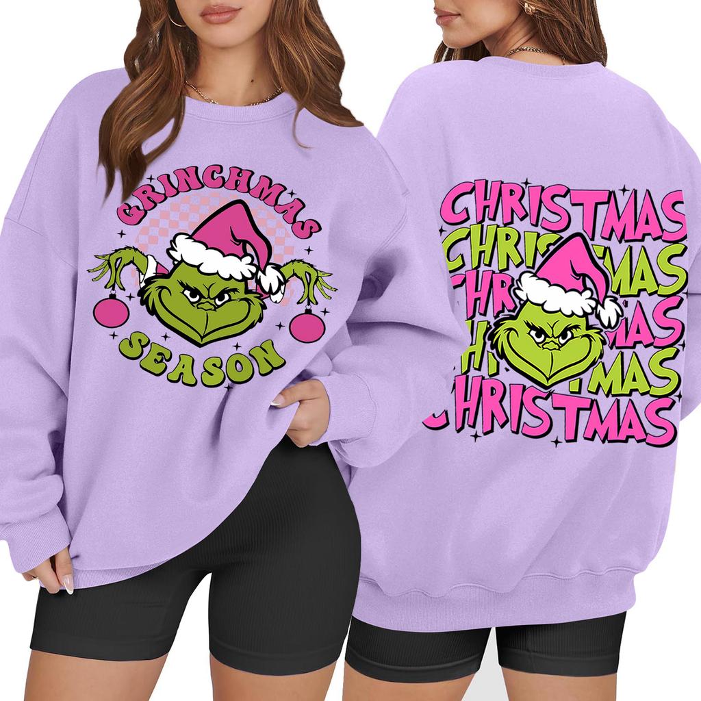 Women's Casual Fashion Long Sleeve Christmas Printed Round Neck Sweatshirt Top