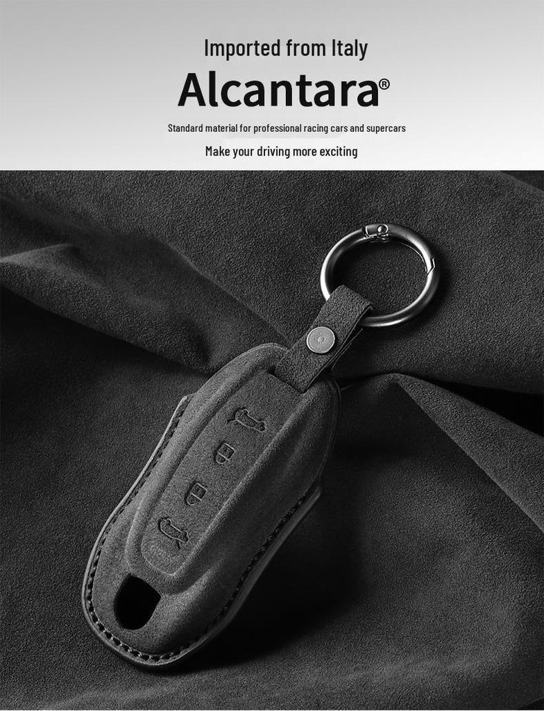 Wildleder Schlüsselabdeckung mit Schnalle für Porsche Macan 4, Passend für 25 Modelle, rein elektrisch & Jincheng Edition
