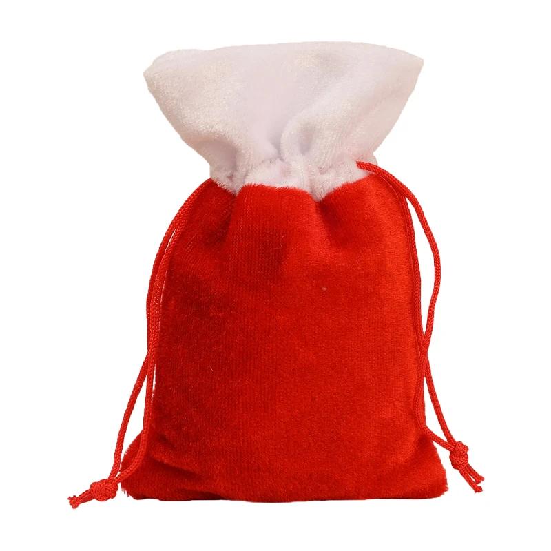 

Christmas Candy Snack Gifts Bag Red Velvet Drawstrings Packaging Bags Stockings Pouches Storage Holders Festive Party Favors 14 9cm