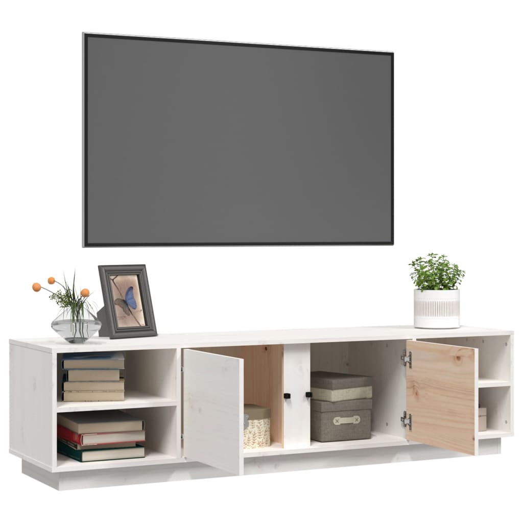 TV Cabinet in White 156 x 40 x 40 cm Solid Pine Wood