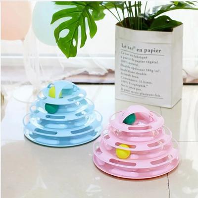 4 Níveis Brinquedos de Disco para Gato Treinamento Prato de Diversão Torre Interativa Trilhas Inteligência para Gato Bola Curiosa Disco Quádruplo Queda