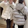 Damen Herbst Kapuzen Steppjacken Einfarbig Mode Dünn Winddicht Pufferjacke Locker Schneemantel