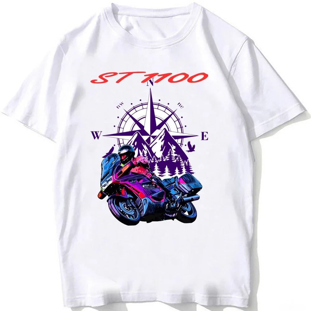 Hon ST1100 Mountains GS Adventure Motorcycle Rider T-Shirt Summer Men Short Sleeve Hip Hop White Casual Tshirt Boy Riding Tees