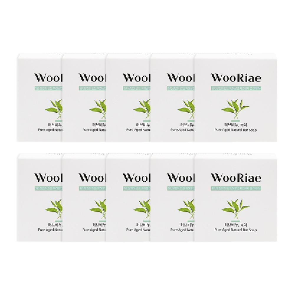 Migoga [woori Ae Soap] Natural Aged Soap  Herbal Green Tea  10 Packs FREE