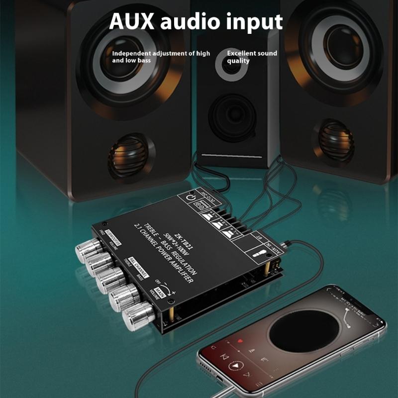 ZK-TB21 TPA3116D2 Bluetooth-compatible Subwoofer Amplifier Board 50W+50W 100W 2.1 Channel Power Stereo Bass Amplifier