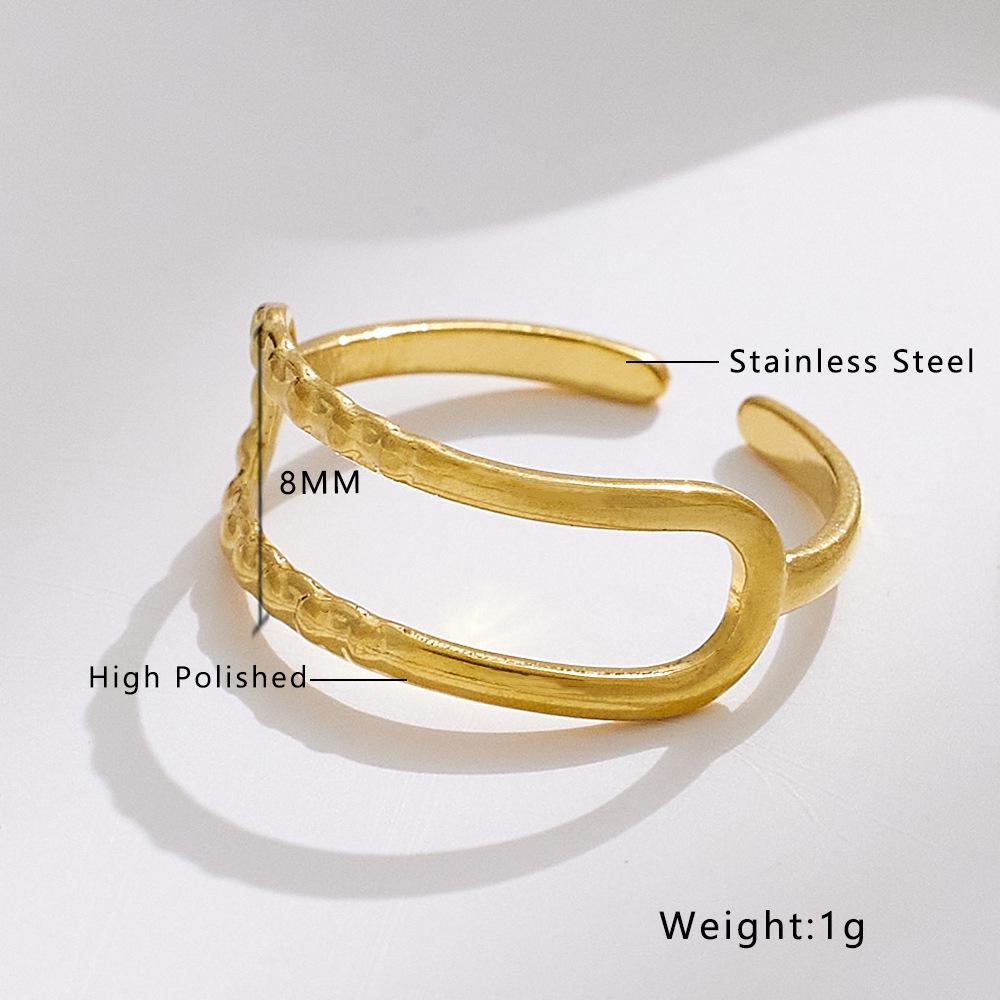 18K Gold Plated Adjustable Titanium Steel Ring – French Niche Design, Versatile for Women