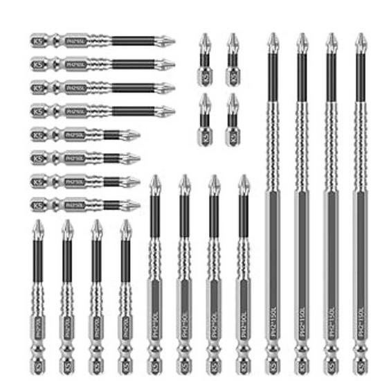 K5 Anti-Slip Shock-Resistant Phillips Screwdriver Bit Set - Strong Magnetic, High Hardness, High Torque.