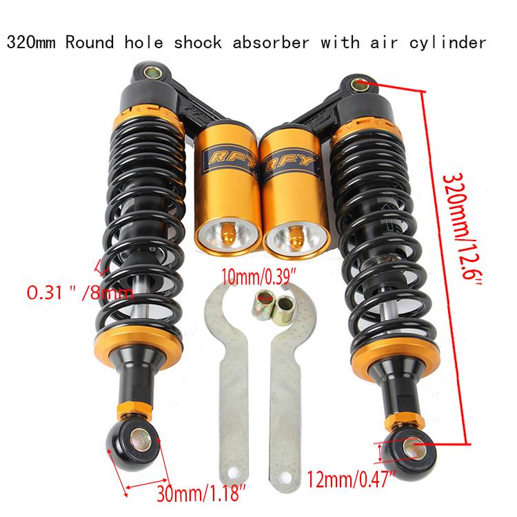 320mm 340mm 360mm 380mm 400mm Amortisseur à Air Universel Type U / Trou Rond Ressort de Suspension Arrière Scooter DirtBike Gokart Quad ATV Moto