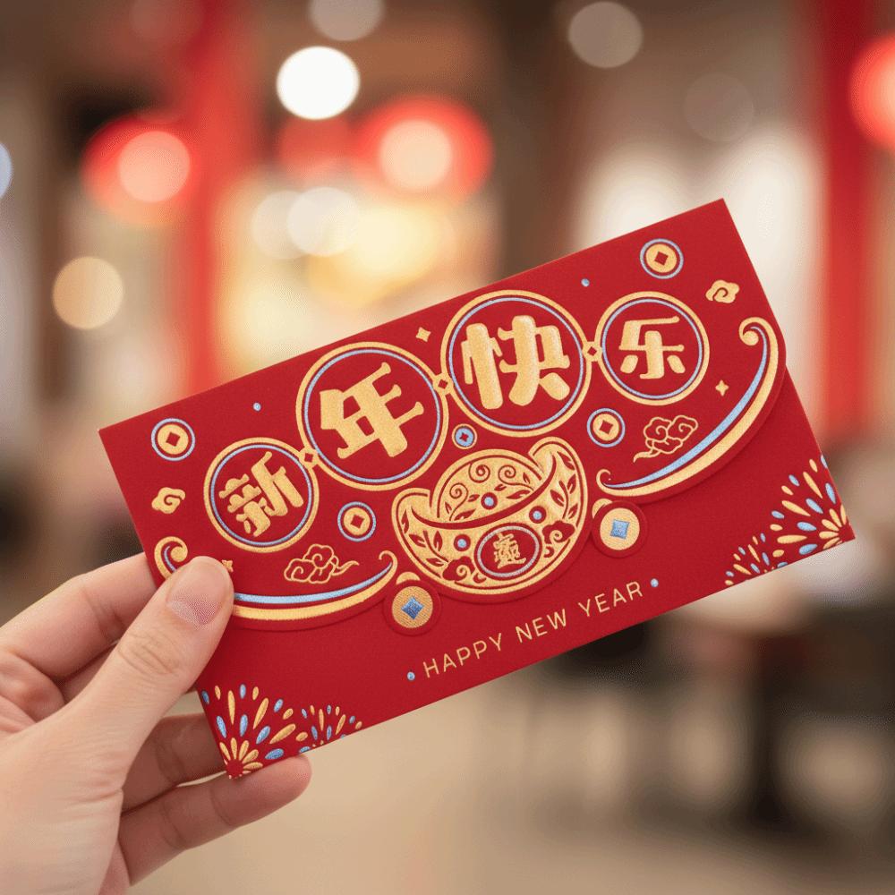 2pcs Blessing Chinese New Year Red Envelopes Flocking Good Lucky Red Packets  Lunar New Year Gifts