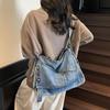 Denim Tote Bag Women's Underarm Shoulder Bag Student's Commuter Bag