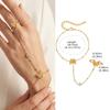 Luxury Minimalist Gold Plated Thin Chain Finger Ring Hand Chain Bracelets for Women, Party Elegant Stainless Steel Jewelry