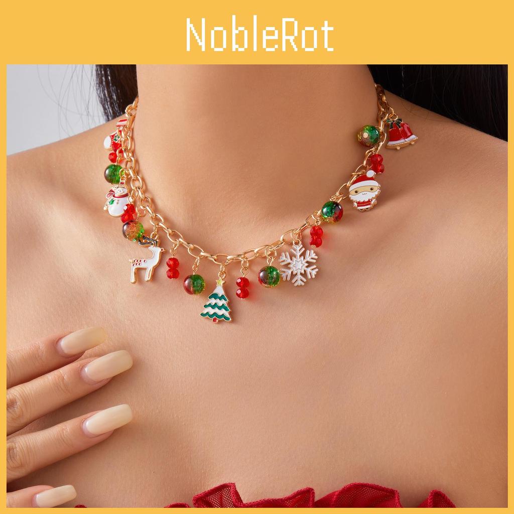 Festive Reindeer Charm Necklace With Electroplated Alloy For Seasonal Wear