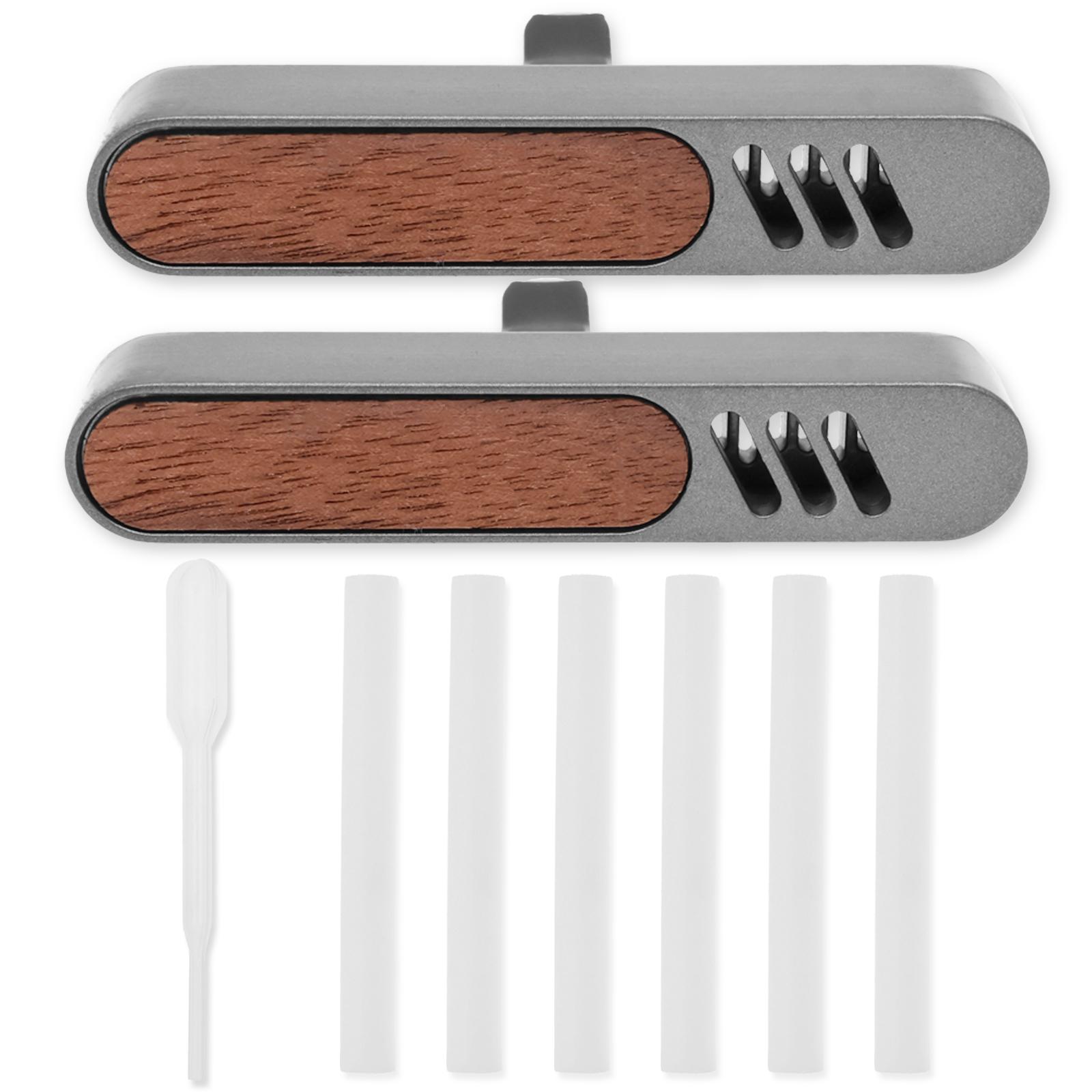 

Wood Car Air Freshener Vent Clips Metal Design Essential Oil Diffuser Vent Clip with 6 Unscented Fiber Sticks and 1 Dropper