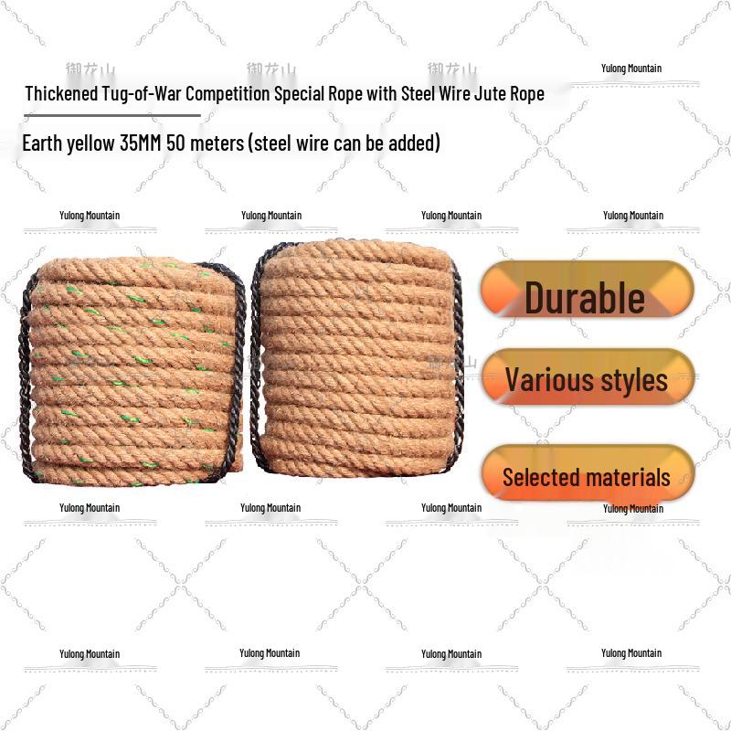 Heavy-Duty Jute Tug-of-War Rope with Steel Core Option