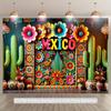 One 2D Flat Surface, Mexican Decoration, Polyester Photographic 2D Flat Background Fabric flagDJH