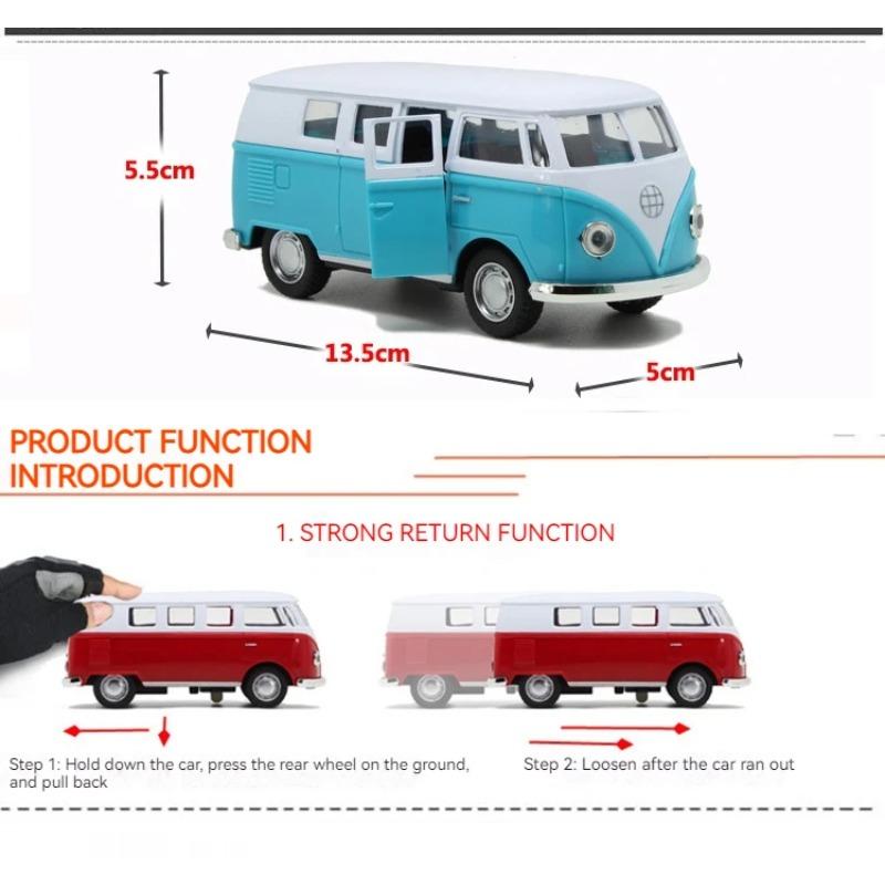 1/36 Scale Bus Alloy Model Toy with Spring-Back Action - Authentic Detail for Endless Playful Adventures