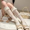 Japanese-style Ballet-inspired Bowknot Mid-calf Socks for Women, Summer Thin Hollow Lace Stacked Mid-calf Socks