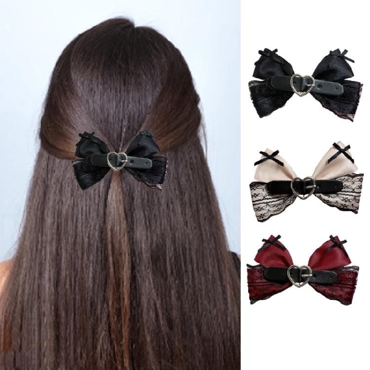 Elegant Bow 2000s Black Balletcore Hair Clip Elaborate Flat Clip Balletcore
