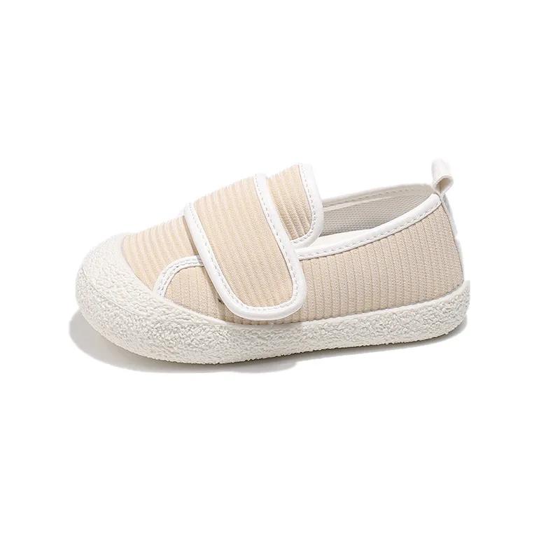 

Stripe Cloth Vamp Baby Shoes for Everyday Slip On Shallow Children Shoes Girls Boys Sneakers Ins Skin-friendly Kids Shoes H09101 21 бежевый