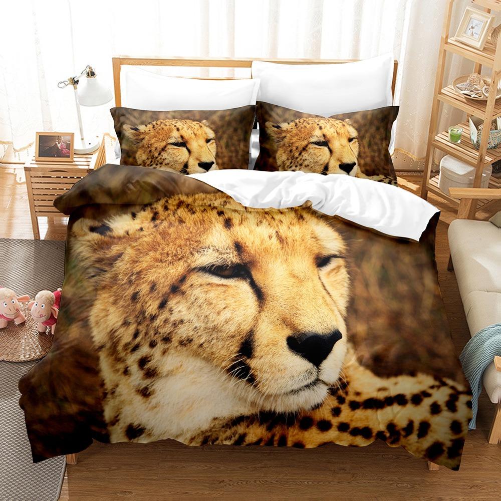 New Animal Leopard Bedding Sets Quilt Bed Cover Comforter Duvet Cover Pillow Case 2-3 Pieces Sets Kids Adult Bedroom Decoration