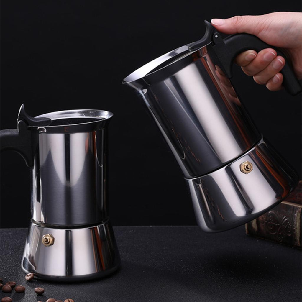 Moka Pot with Coffee Percolator Design Stainless Steel Stove Top Coffee Maker for Camping Home Use