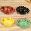 European & American Natural Stone Beaded Cat Ring with Healing Crystals
