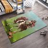 Colorful Horse Pattern Rug with Floral Details, Green Field Background Suitable for Use As an Anti-slip for Living Room Bedroom Sofas