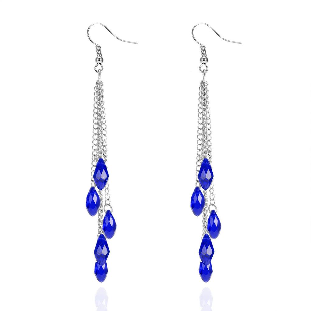 AB Color Water Drop Long Tassel Fashion Earrings for Women