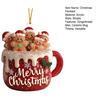 1/2/3Pcs Merry Christmas Gingerbread Man Family Ornament Red Ceramic Mug Pendant with Frosting Snowflake Patterns