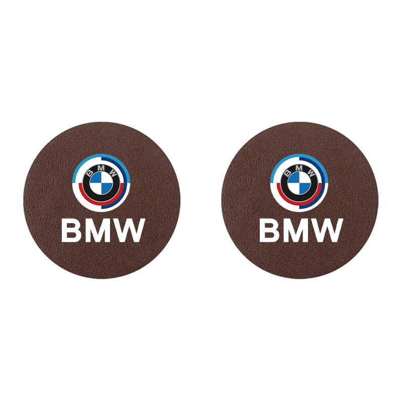 2Pcs Auto PU Leather Cup Holder Mat Anti-Slip Noise Dampening Pad Accessories Stickers For BMW G80 G06 G07 G42 G14 G15 G16 F82 M