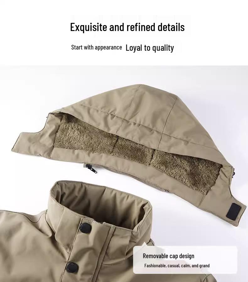 Men's Fleece-Lined Winter Jacket: Thick, Warm, Three-Proof, Cotton-Padded Coat for Middle-Aged & Elderly