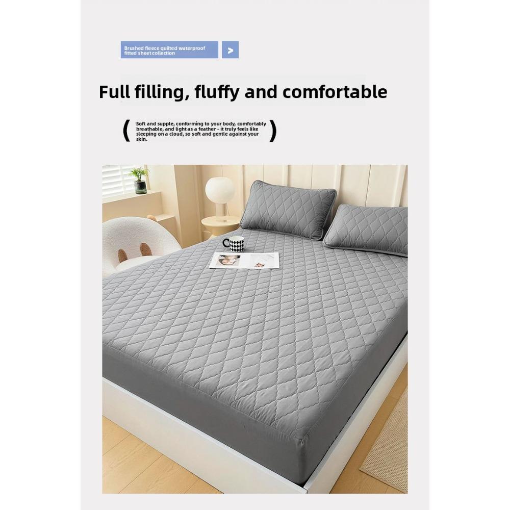 Waterproof Fitted Sheet Quilted Urine-Proof Non-Slip All-Around Mattress Protector Bed Cover Single Piece