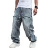 Jean pour homme pantalon Cargo en Denim droit homme jean motard homme Baggy jean bleu ample