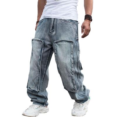 Jeans For Men Men's Straight Denim Cargo Pants Biker Jeans Men Baggy Loose Blue Jeans