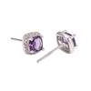 Purple Diamond Sugar Cube Stud Earrings - Elegant & Versatile Jewelry for Women 2025