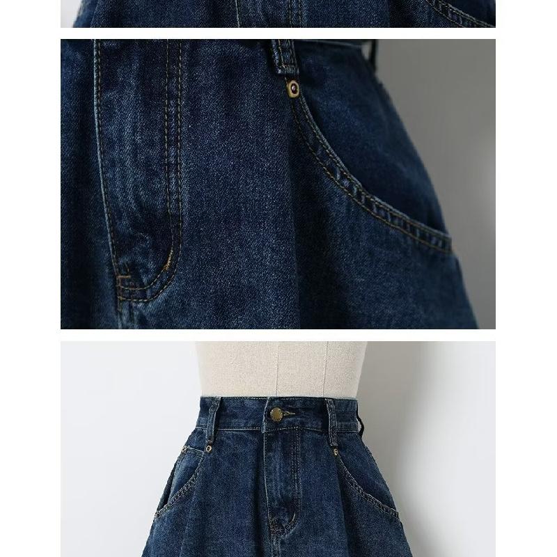 Pantalones cortos vaqueros vintage de talla grande para mujer, ligeros, de corte holgado, adelgazantes, de cintura alta, pierna recta, pierna ancha