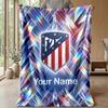 Custom Text Flannel Throw Blanket, Lightweight Cozy Bed Sofa BlanketAtletico Madrid