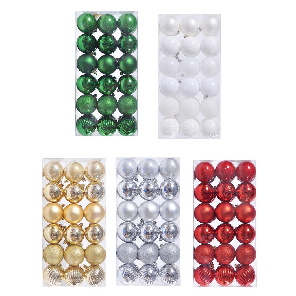 36Pieces Elegant Christmas Ball Set Hanging Baubles Perfect For Tree Decoration In Homes Offices And Stores