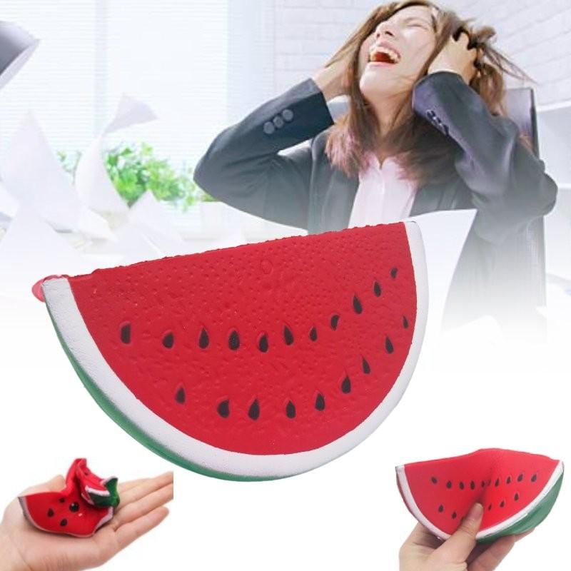Adorable 14.5cm Children's Pu Stress Relief Toy Realistic Fruit Watermelon Slice