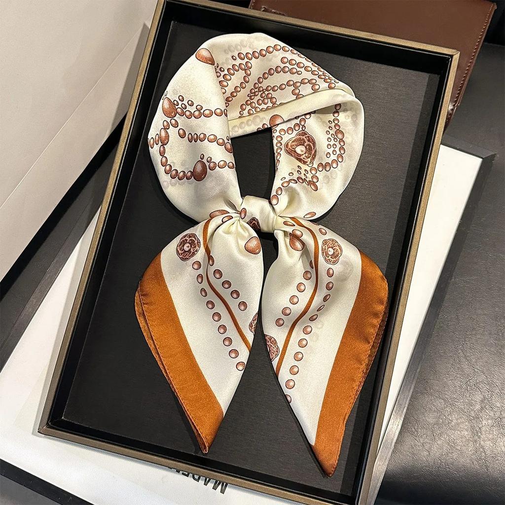 New Paisley Print Silk Scarf For Women Square Hijab Soft Neck Tie Female Fashion Decoration Silk Headscarf 70*70Cm Kerchief